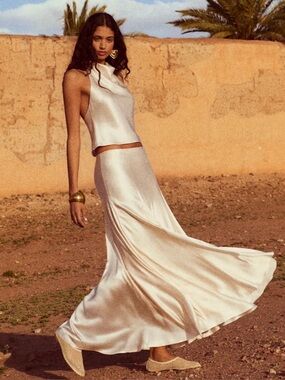 poema silk dress reformation Reformation poema silk dress in ivory Bought for